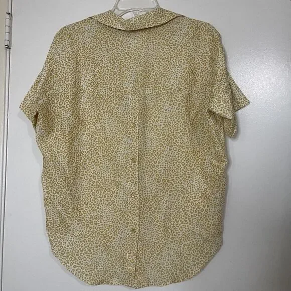 Vilagallo Back Button Short Sleeved Cotton Leopard Print Blouse Size 38/ Small - Picture 6 of 7